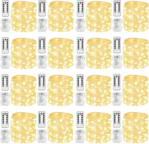 Beieverluck 100 LED Fairy Lights - 33FT Waterproof String Lights with Remote & Timer | Warm White, 16 Pack for Indoor & Outdoor Decor