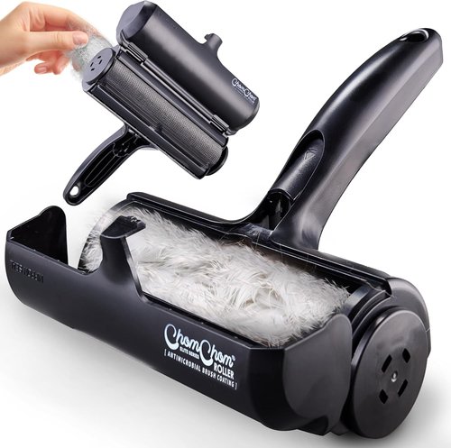 ChomChom Roller Pet Hair Remover - Eco-Friendly Lint Roller for Cats & Dogs | Portable & Reusable (Black)