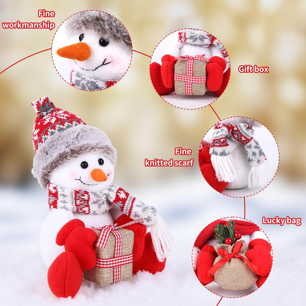 Skiennix Christmas Snowman Decorations - 2 Pack Indoor Ornaments for Holiday Home Decor | Gift-Ready Dolls