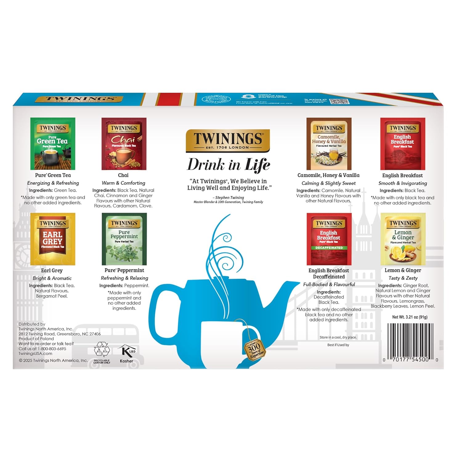 Twinings Tea Classics Collection - Variety Sampler Gift Box with 48 Tea Bags | Black, Herbal, Green & Chai Teas