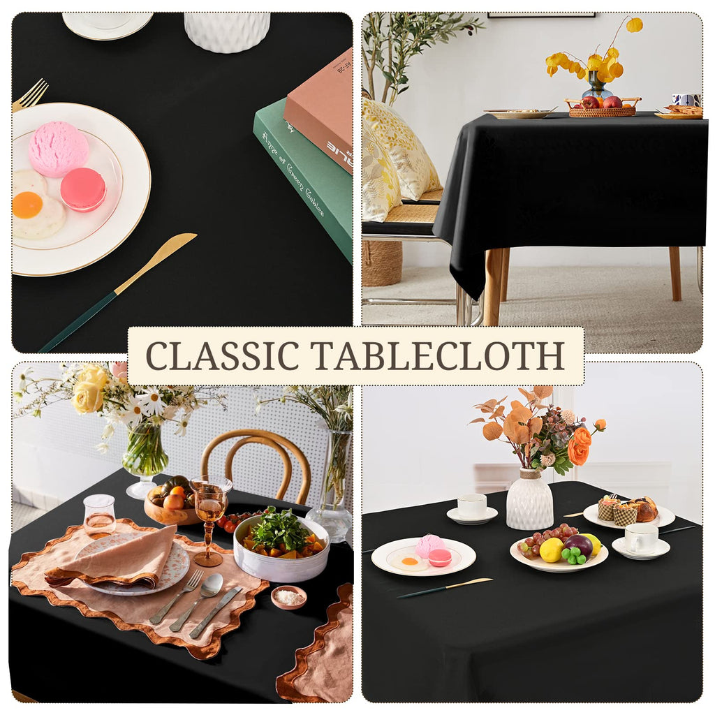 Pesonlook 12 Packs Square Tablecloth, 52×52 Inch Polyester Washable Square Polyester Table Cover for Tables/Buffet/Wedding/Party/Restaurant(Black)