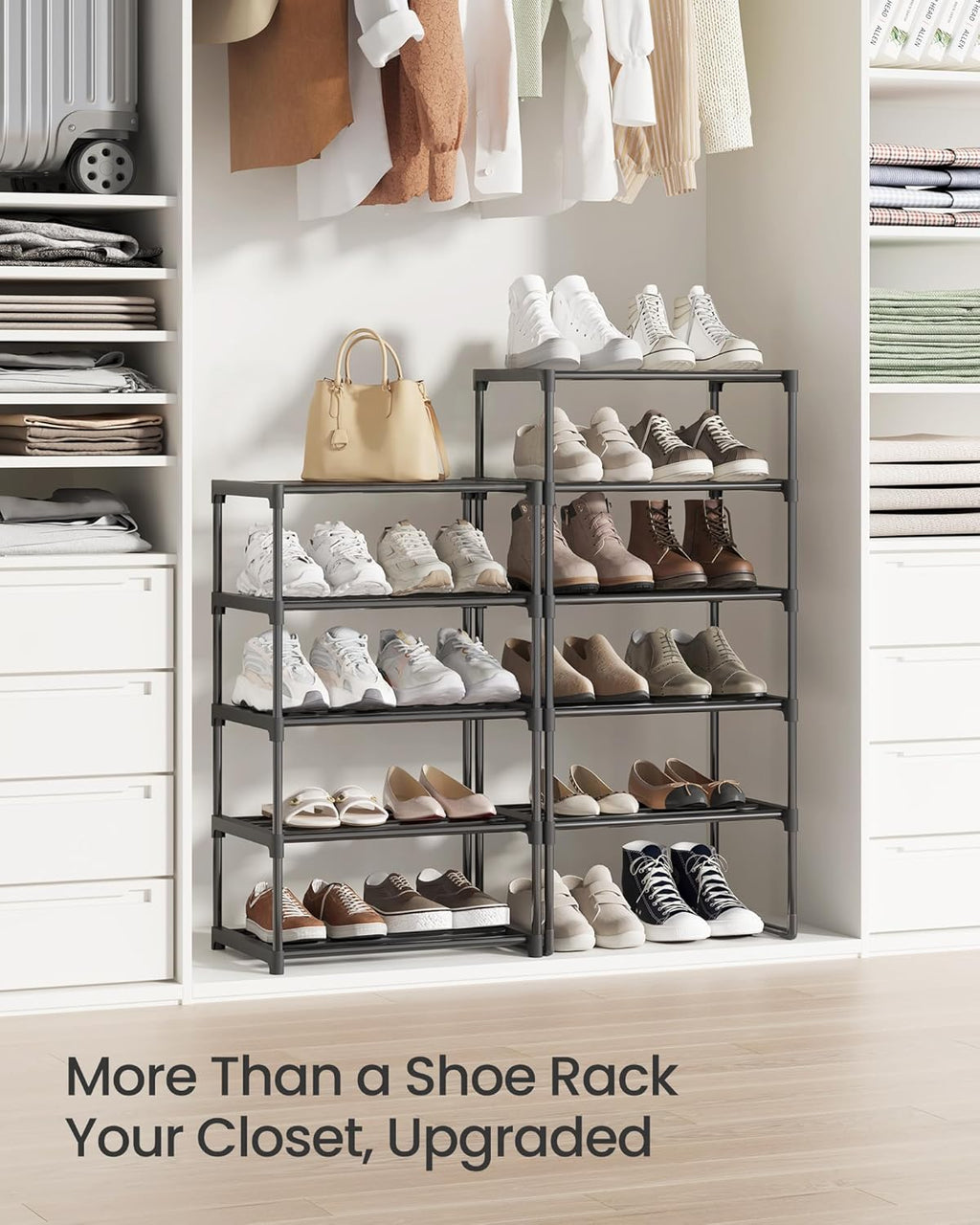 SONGMICS 10-Tier Shoe Rack - Versatile Metal Organizer for 11-22 Pairs | Black, 11.8 x 17.7 x 68.5 Inches