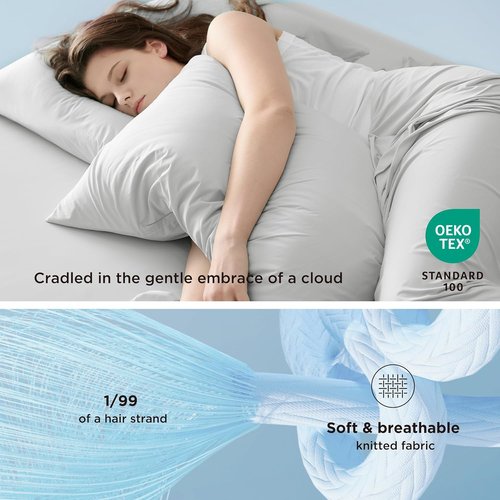 Bedsure Silver Grey Satin Pillowcases - Cooling Queen Size Set of 2 for Luxurious Sleep Comfort