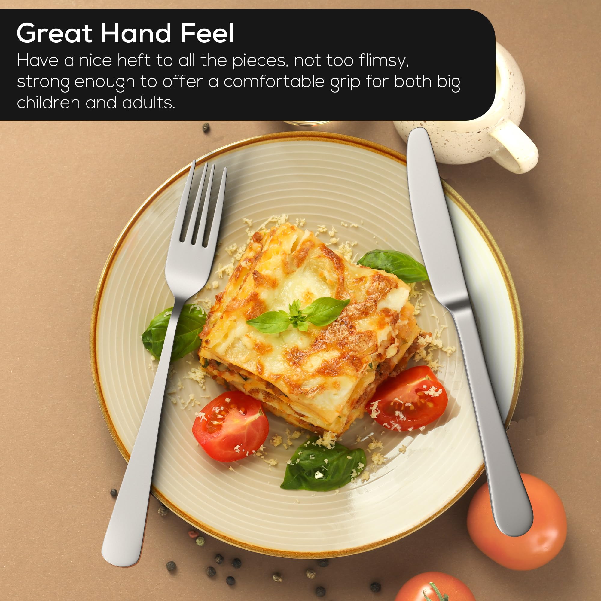 Homwoody Upgraded 18/8 Stainless Steel 28-Piece Flatware Cutlery Set(Silver)-Silverware set for 4-Luxurious Home Kitchen Dinnerware Sets-Great Kitchen Accessories-Perfect House Warming/Christmas Gift