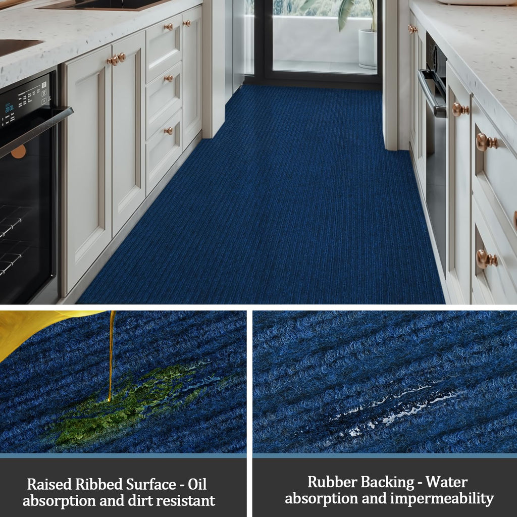 jxgzyy Commercial Entrance Mat Outdoor Door Mat Indoor Front Door Mat Hallway Runner Rug, 3'x10', Rubber Floor Mat Heavy Duty Floor Mat Carpet Runner Non Slip Outdoor Doormat, Blue