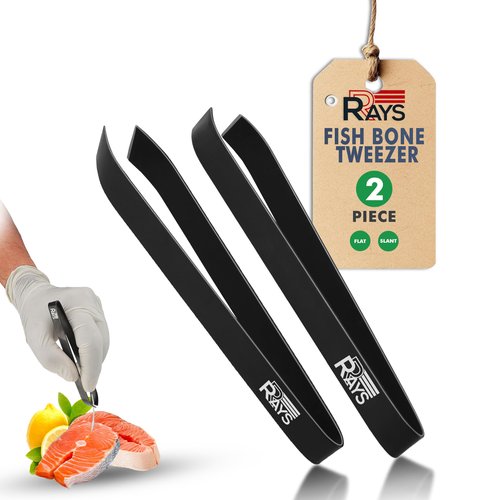 Fish Bone Tweezer Set,4.3" Stainless Steel 2 Piece, Flat and Slant tips Fish bone removal tool.