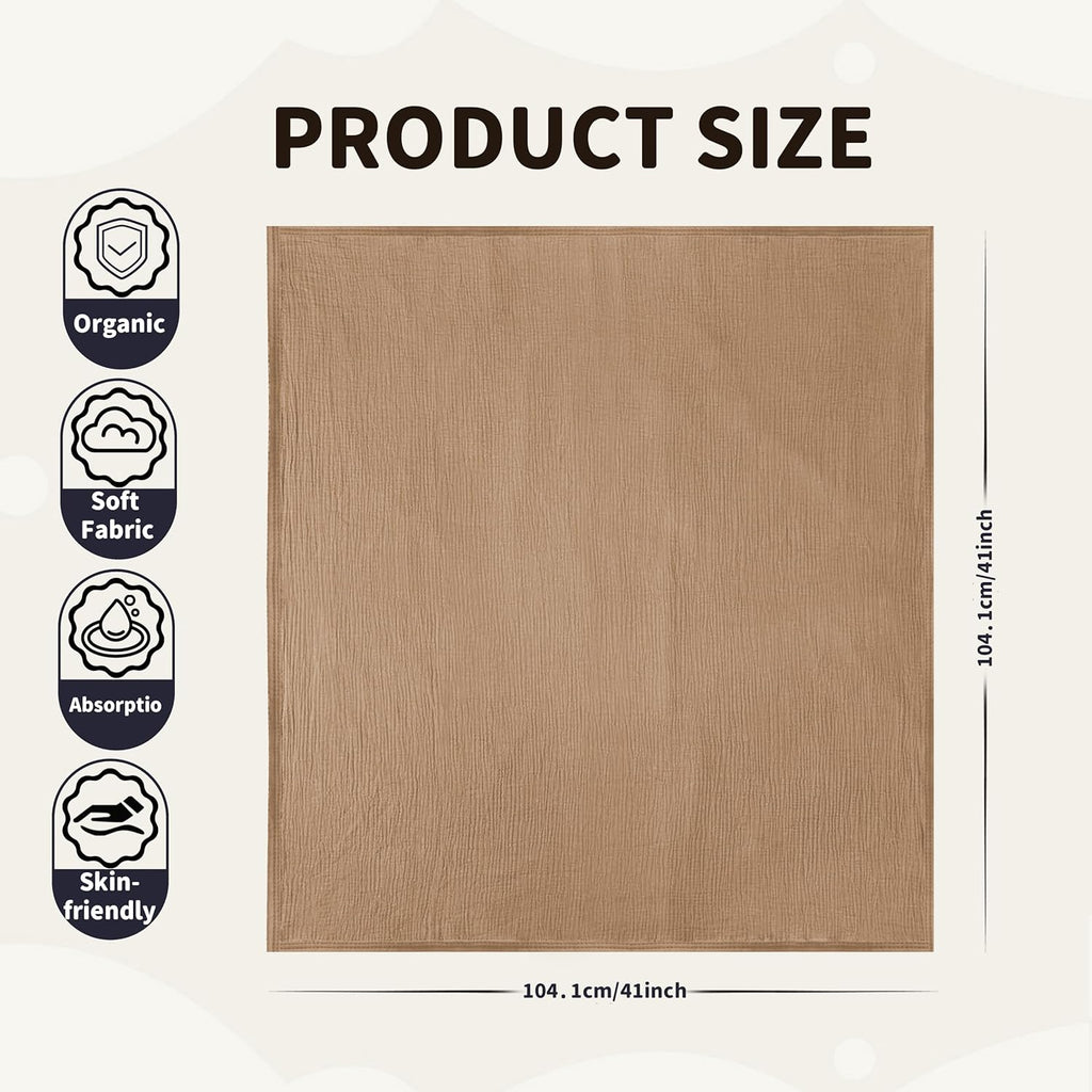 Skiennix Muslin Swaddle Blankets - 2 Pack Breathable Soft Receiving Blankets | Large 41 x 41 Inches (Beige & Coffee)