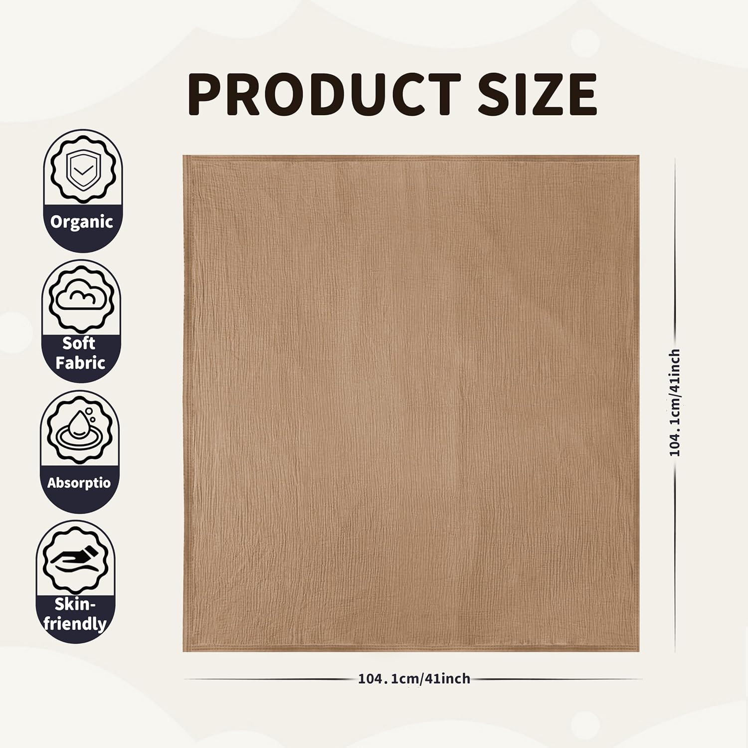Skiennix Muslin Swaddle Blankets - 2 Pack Breathable Soft Receiving Blankets | Large 41 x 41 Inches (Beige & Coffee)