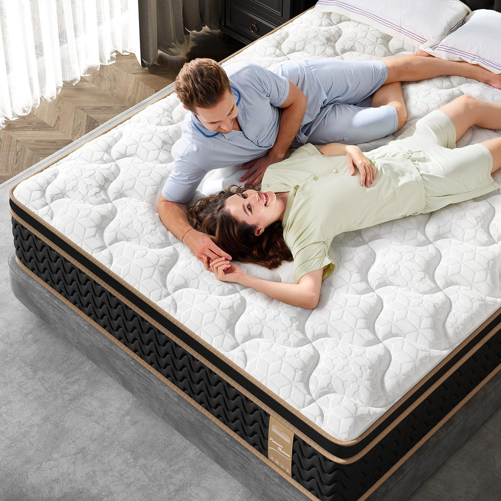 Skiennix Queen Mattress - 12 Inch Cooling Hybrid Bed in a Box with 7-Zone Pocket Springs & Motion Isolation