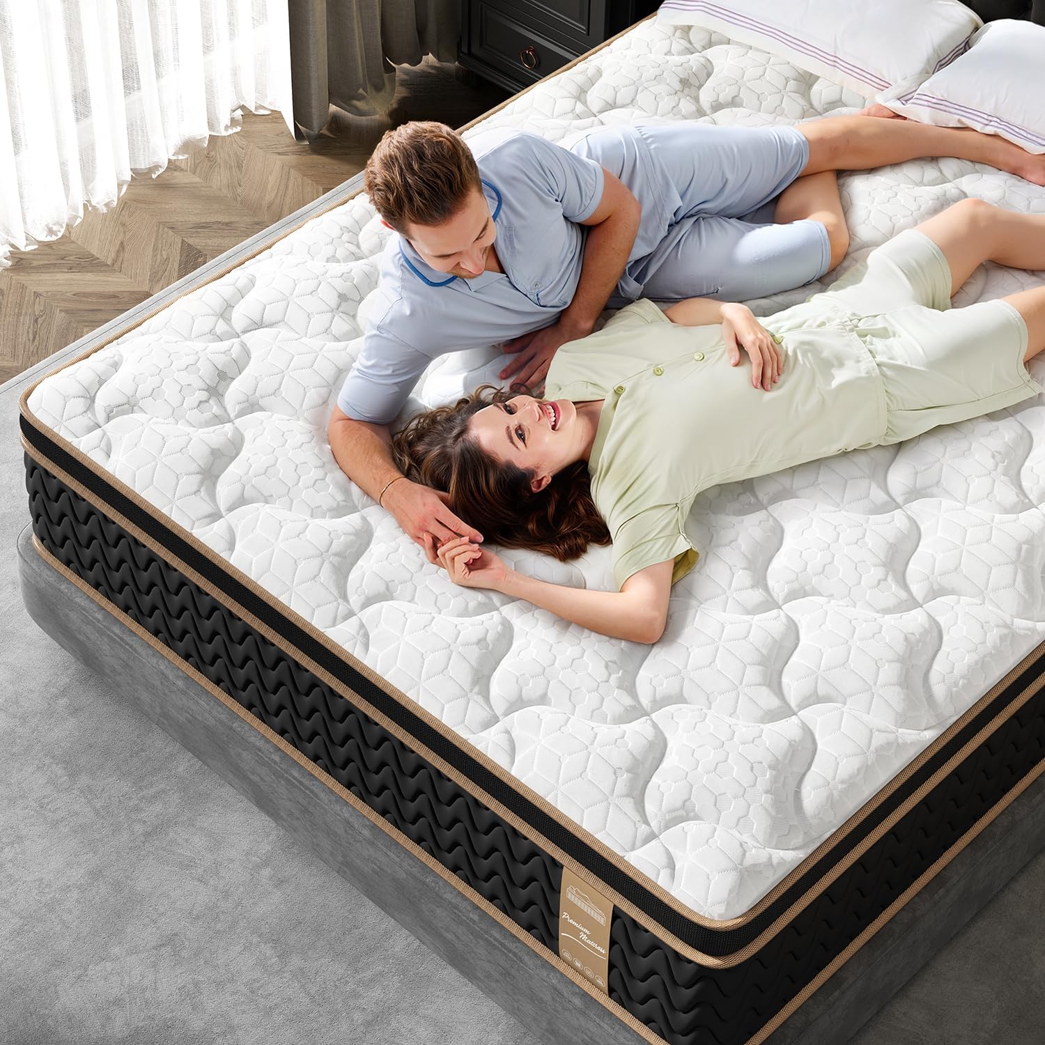 Skiennix Queen Mattress - 12 Inch Cooling Hybrid Bed in a Box with 7-Zone Pocket Springs & Motion Isolation