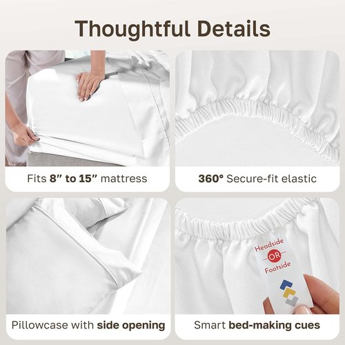California Design Den Twin XL Bed Sheets Set - 100% Cotton, 400 Thread Count, Silky Sateen - Antique White