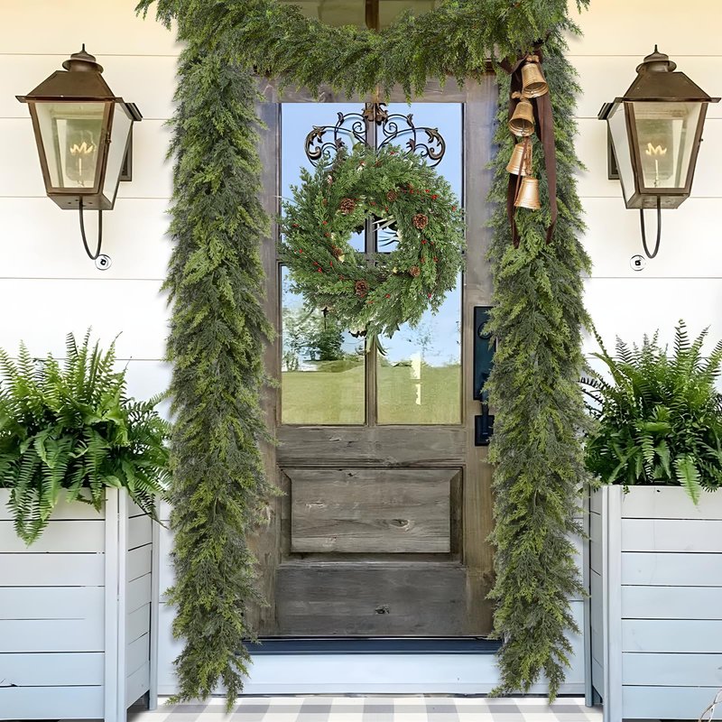Waipfaru 2 Pcs 6 Ft Christmas Cedar Garland, Real Touch Pine Garlands, Artificial Realistic Faux Greenery Garland for Xmas Home Mantle Fireplace Wall Indoor Outdoor Christmas Decorations