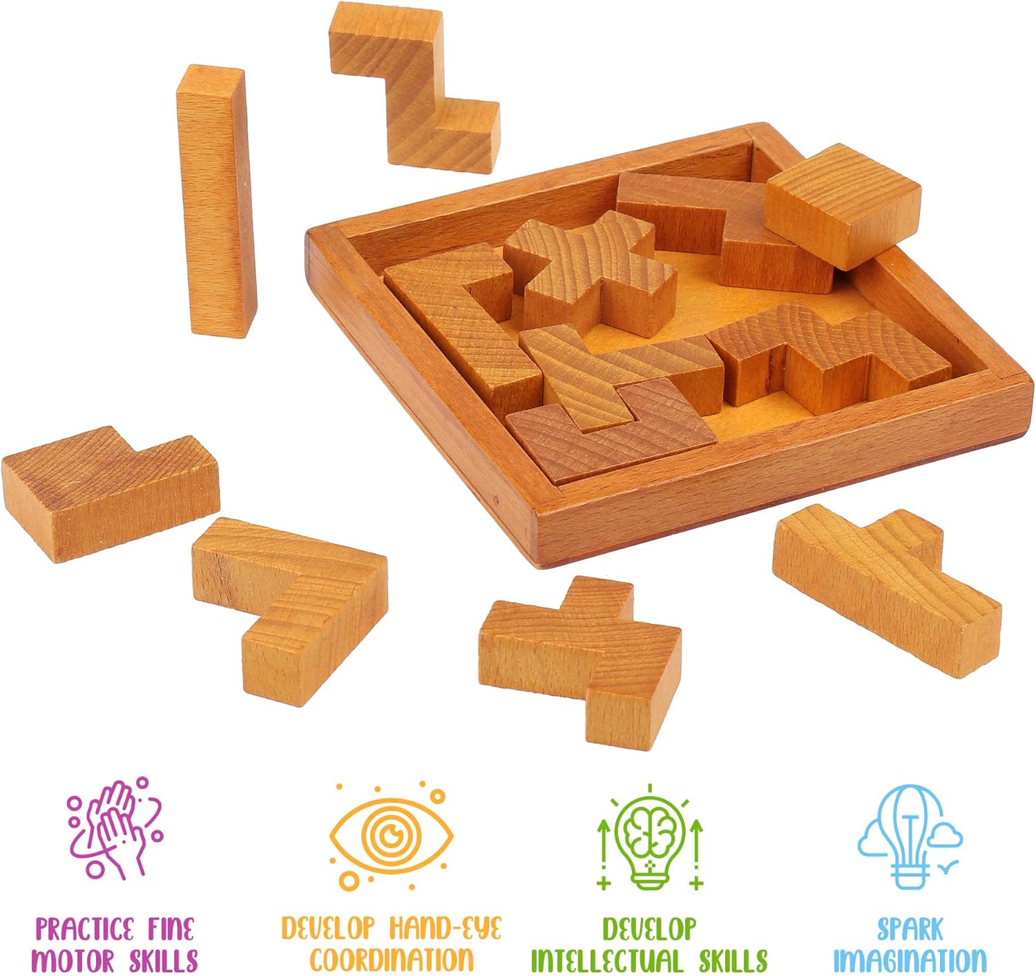 Skiennix Wooden Brain Teaser Puzzle - Engaging Challenge for Kids & Adults | Perfect for Mental Workout