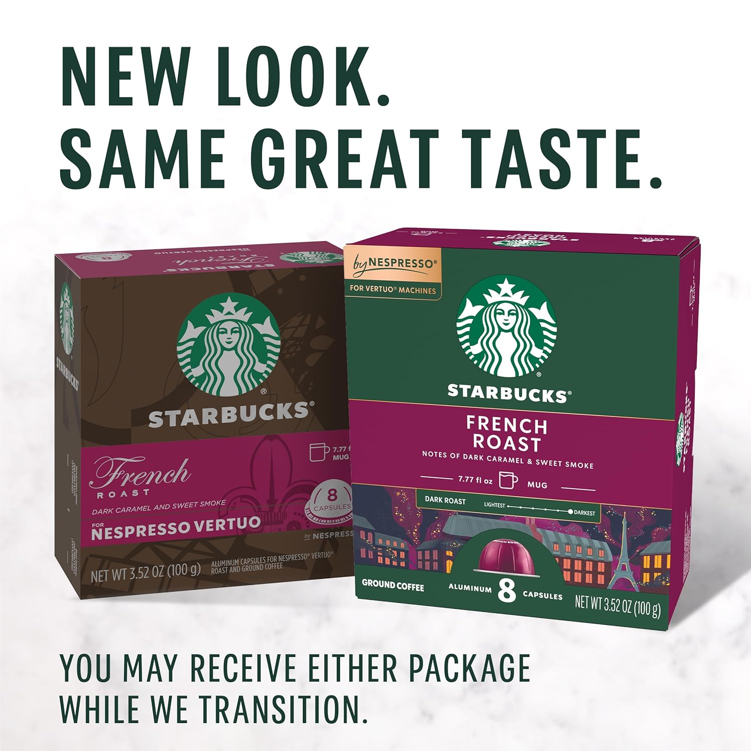 Starbucks by Nespresso Vertuo Dark Roast Coffee Pods - French Roast, 32-Count, Brews 7.8 Oz.