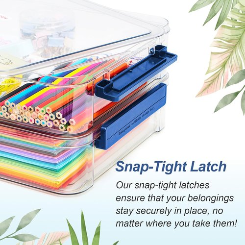 CATOOMUU Portable 5.5Qt Plastic Storage Box - Clear Snap-Tight Organizer for A4 Files & Crafts