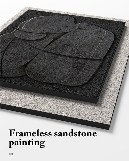 Azartslr 3D Abstract Textured Wall Art - Modern Black & White Sandstone Decor for Living Room | 3-Piece Minimalist Artwork Set