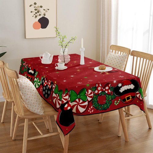 Christmas Tablecloth Rectangle Mouse Table Cover New Year Winter Xmas Table Decor Waterproof Christmas Decorations for Home Party