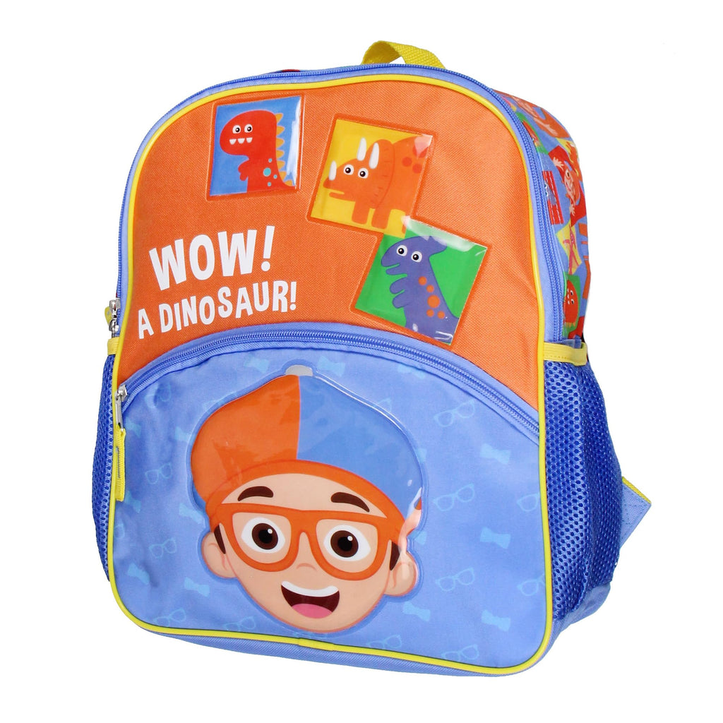 AI ACCESSORY INNOVATIONS Blippi Backpack Wow! A Dinosaur 14" Kids School Travel Backpack Bag For Toys w/Raised Character Designs