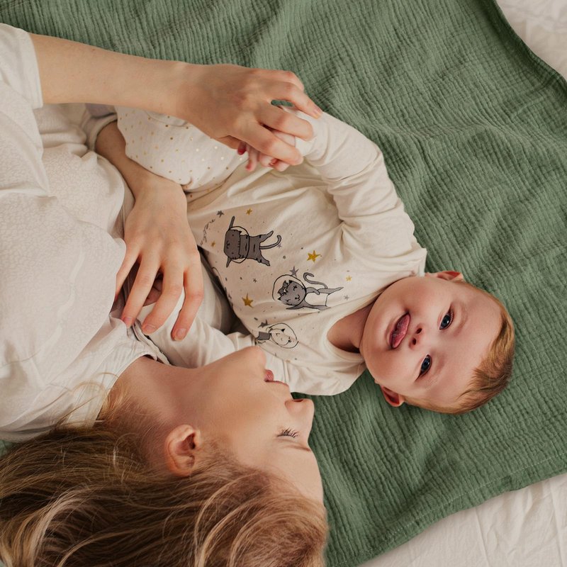 GLLQUEN BABY Blankets for Unisex Boys Girls, 2-Pack Muslin Cotton Front Soft and Breathable, and Dotted Fleece Backing, Nursery Minky Blankets for Toddler Newborn, Green Leaves,30 x 40 inches