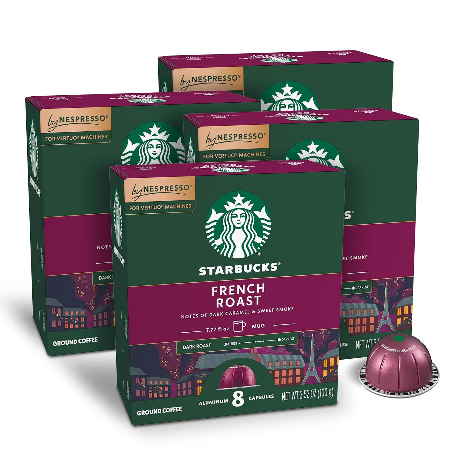 Starbucks by Nespresso Vertuo Dark Roast Coffee Pods - French Roast, 32-Count, Brews 7.8 Oz.