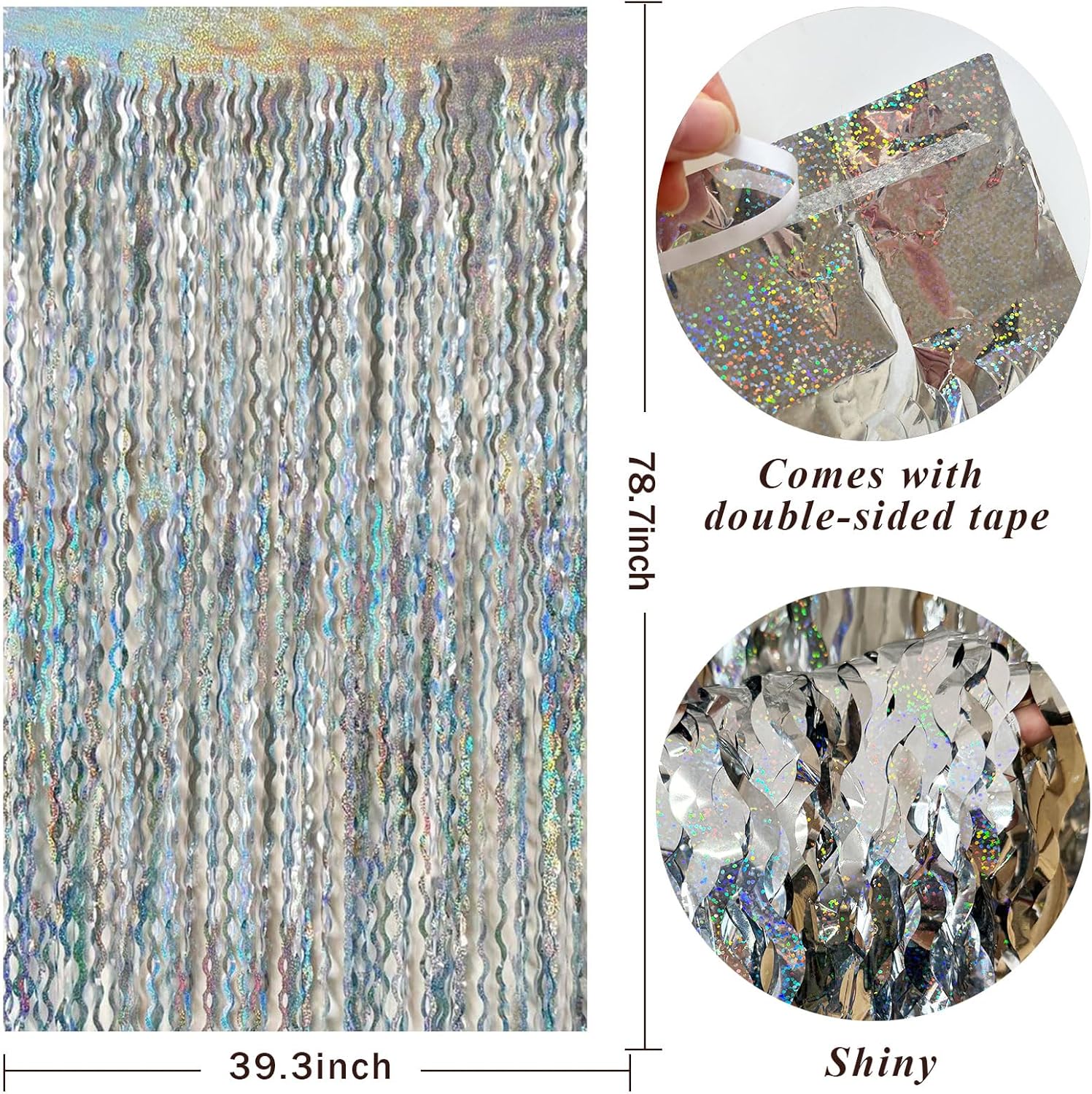 Skiennix Tinsel Foil Fringe Curtains - Sparkling Wavy Backdrop for Party Decorations | Birthday & Wedding Events
