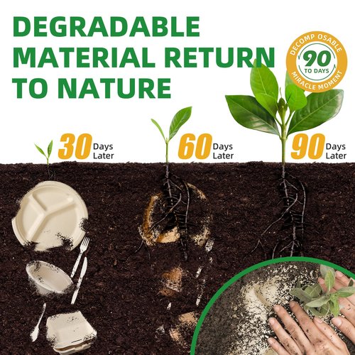 TreeTute 100 pack 16 OZ Paper Bowls,100% Compostable Disposable Heavy-Duty Soup Bowls,Heavy Duty,Eco-Friendly Biodegradable Sugarcane Bagasse Bowls Bulk for Hot Soup,Dessert,Milk,Cereals
