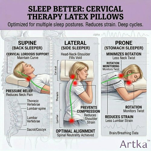 Artka Talalay Latex Sleeping Pillow, Soft Bed Pillow with Cotton Pillowcase Helps Relieve Pressure, Premium Pillow for Side, Back, and Stomach Sleepers to Get a Restful Sleep (1, Queen (M Loft))