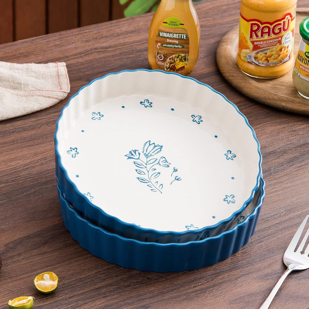 Wisenvoy Ceramic Pie Pan - 9 Inch Deep Dish Tart Pan for Perfect Quiches & Pies