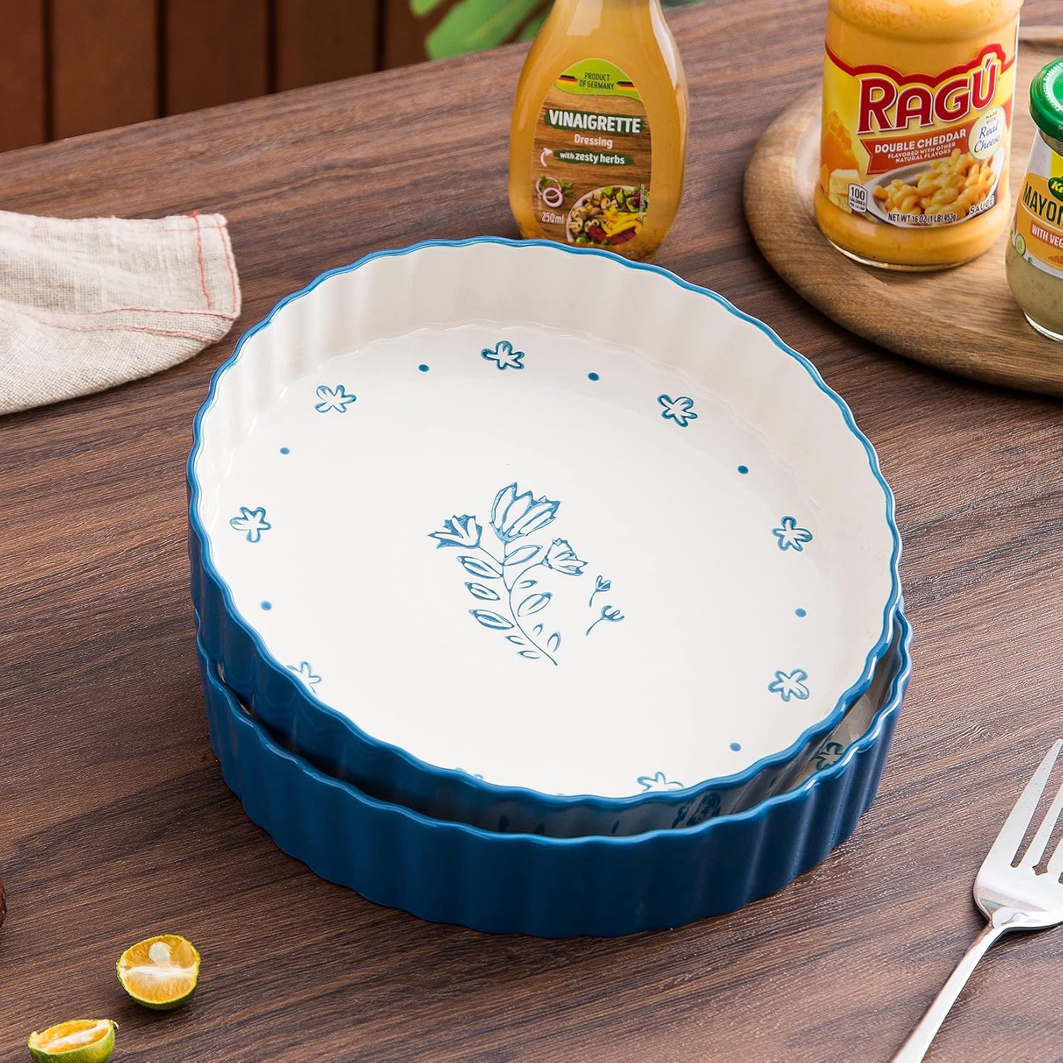 Wisenvoy Ceramic Pie Pan - 9 Inch Deep Dish Tart Pan for Perfect Quiches & Pies