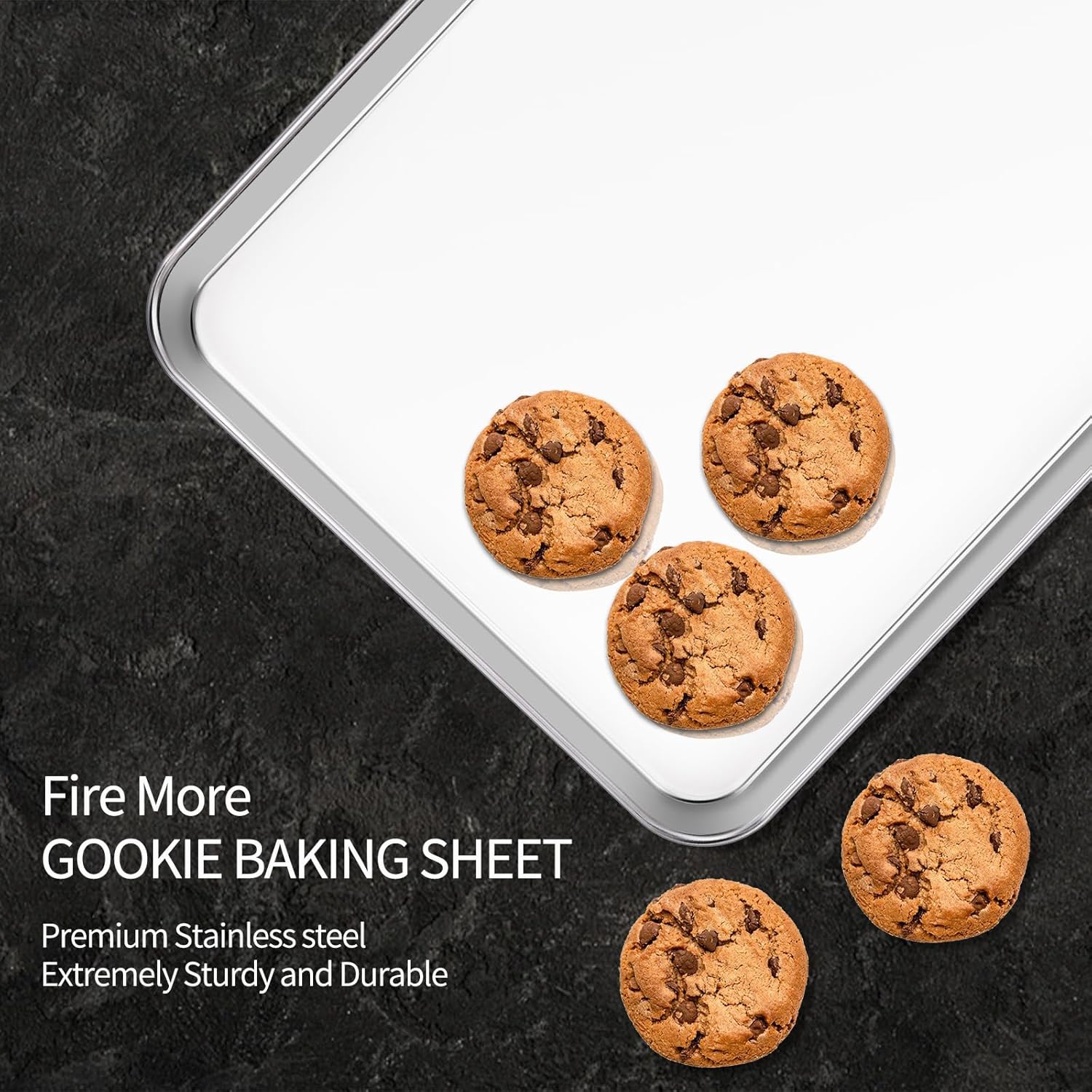 Skiennix Baking Sheet Set - 18-Inch Commercial Grade Stainless Steel Oven Trays | Non-Toxic & Easy Clean