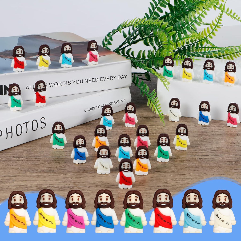Skiennix 200PCS Little Jesus Figurines - Colorful Mini Religious Gifts for Easter Egg Stuffers