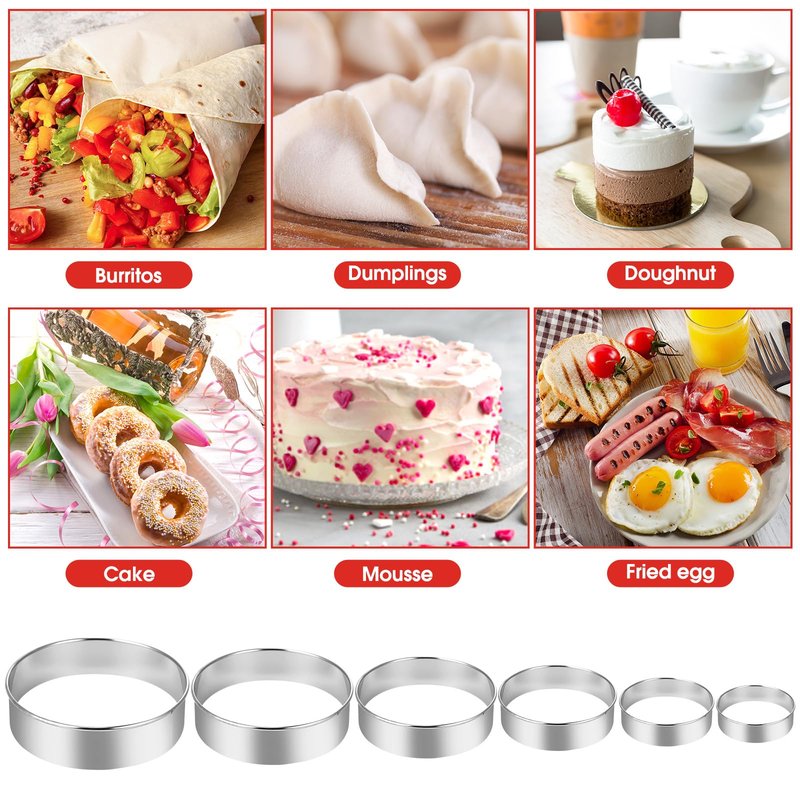 Dandat Rolling Pin with Adjustable Thickness Rings and Silicone Baking Pastry Mat Biscuit Cutter Bench Scraper Stainless Steel Dough Roller Rolling Pins for Baking Cookies Pie Pasta Pastries(Red)