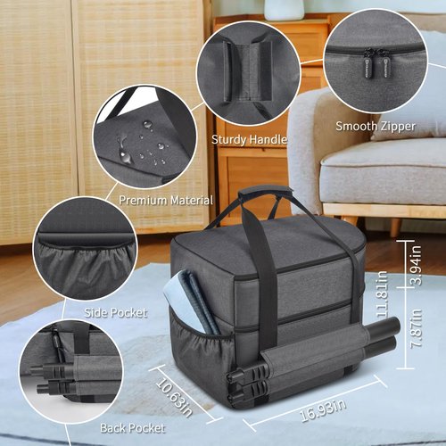 Steadtep Bag for Wagner Spraytech 0282014 915e Portable Steam Cleaner, Foldable Handheld Steamer Storage Case Container for 18 Accessories Cleaning Brushes, Wallpaper Steam Plate with Pockets-Bag Only