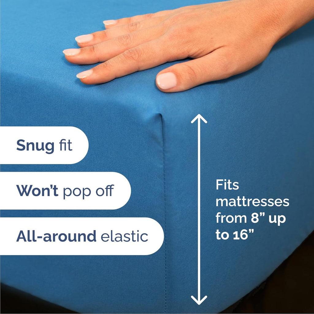 Queen Size Sheet Set by [Brand Name] - Comfy, Breathable & Cooling Bedding - Deep Pockets, Soft & Wrinkle-Free - Denim Blue