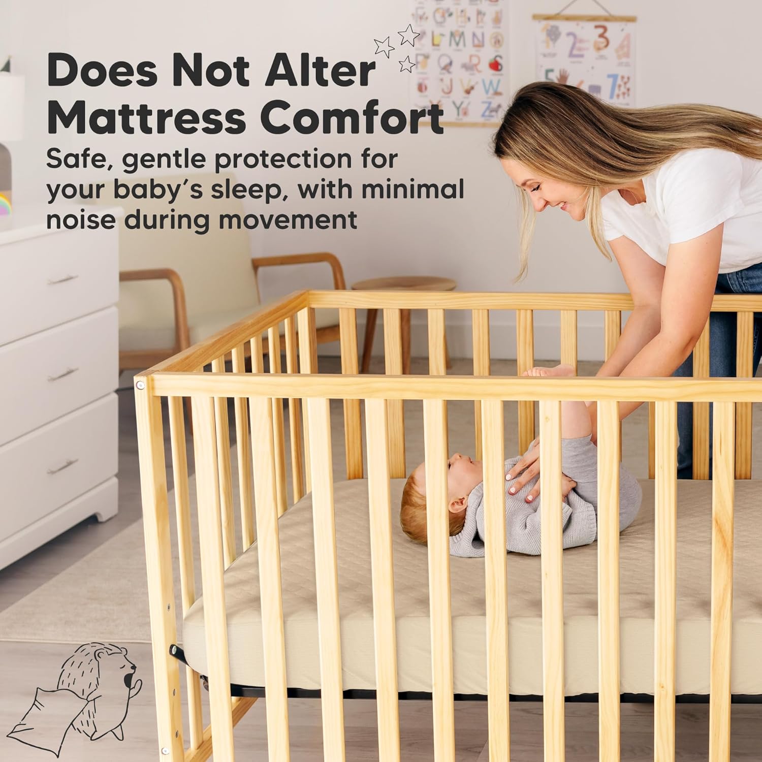 Skiennix 2-Pack Waterproof Crib Mattress Protector - Soft Quilted Cotton, Machine Washable, 52" x 28" (Khaki/Mavy)
