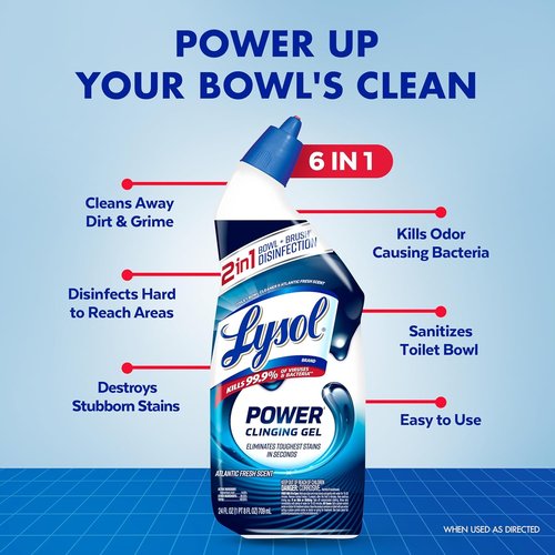 Lysol Toilet Bowl Cleaner - Max Strength Clinging Gel for Instant Stain Removal | 24 oz (2 ct)