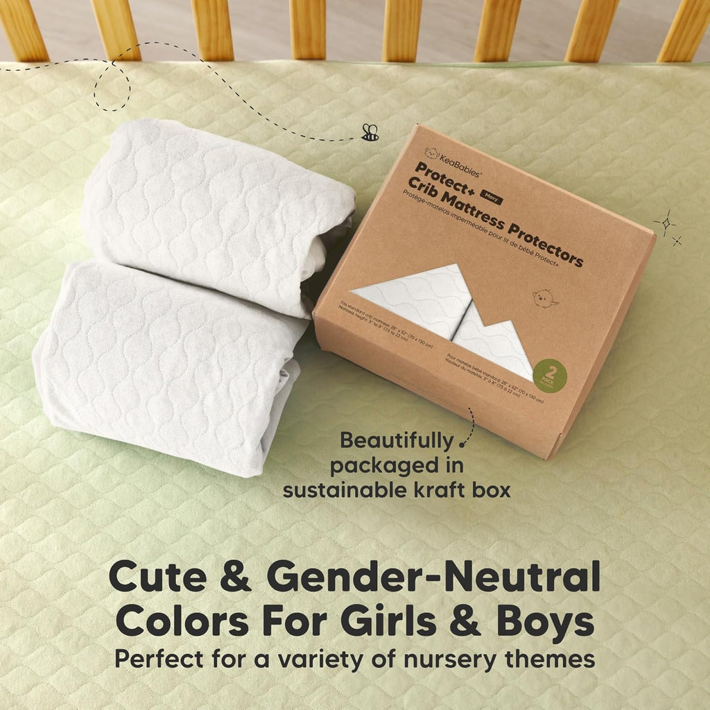 Skiennix Waterproof Crib Mattress Protector Cover - Soft Quilted Cotton, 52" x 28", Machine Washable, 2-Pack