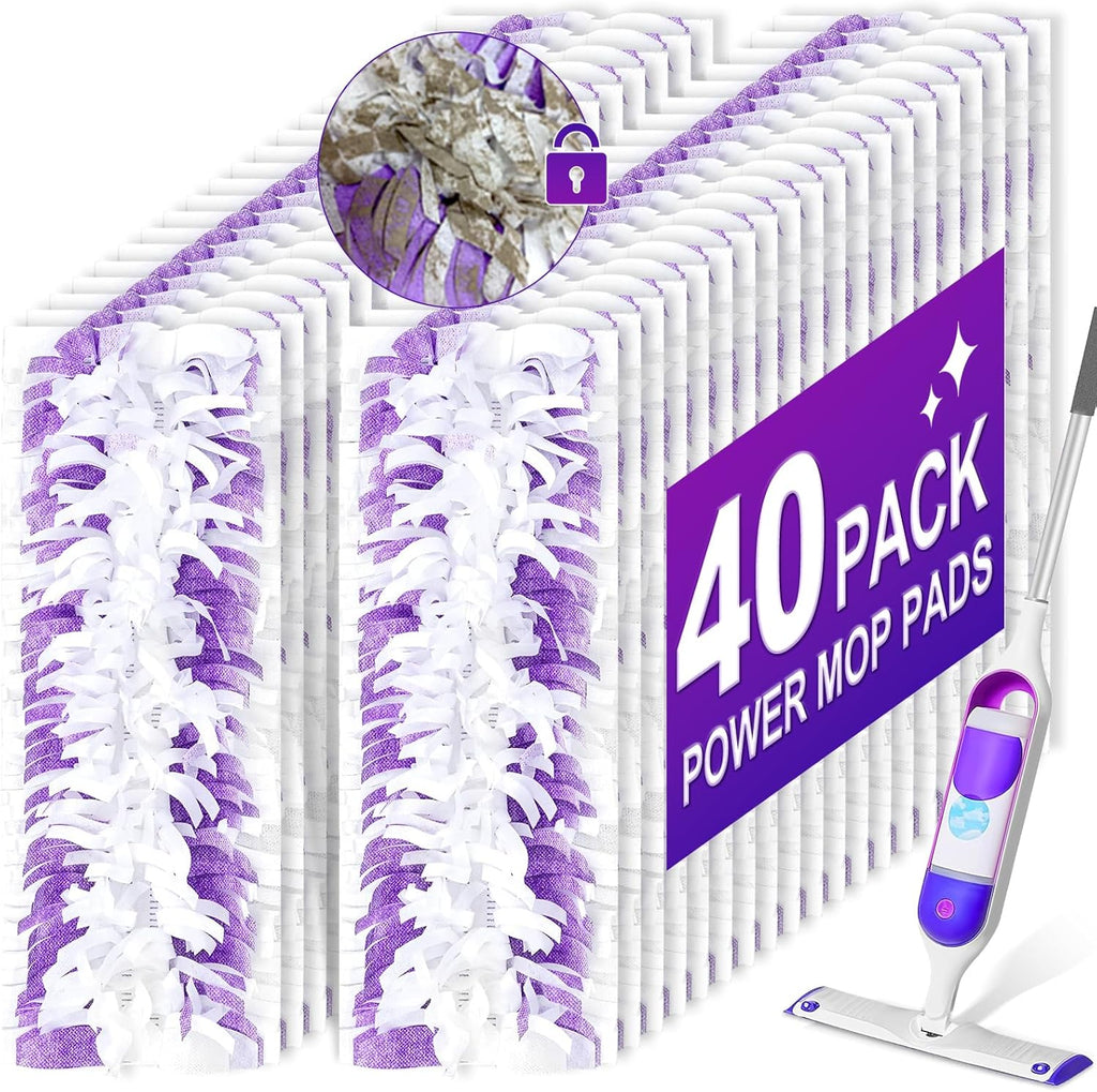 Skiennix 40 Pack Disposable Power Mop Pads - Thickened Multi-Surface Replacement for Swiffer Wet Pads