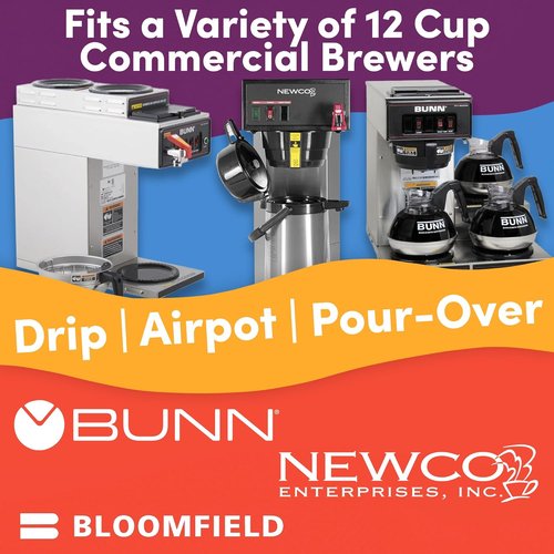 Bunn-Style 12 Cup Coffee Filters - Heavy Duty Paper, No Overflow, Fits 6.5” Brew Baskets | 500 Count