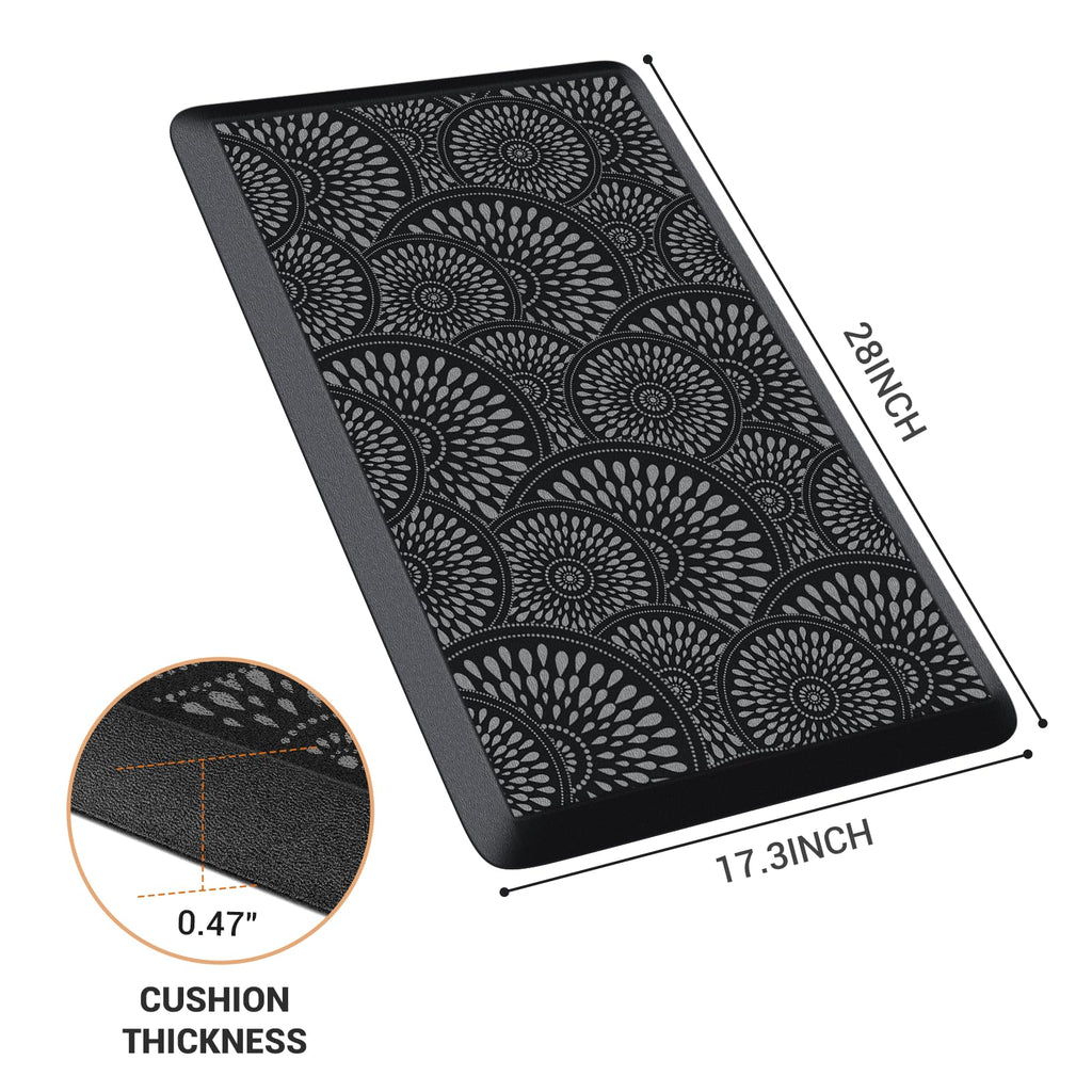 Mattitude Kitchen Mat, 17.3x28in Heavy Duty Ergonomic Comfort Foam Standing Desk Mat, Waterproof Non-Slip Standing Mats and Rugs for Kitchen, Office, Laundry, Black