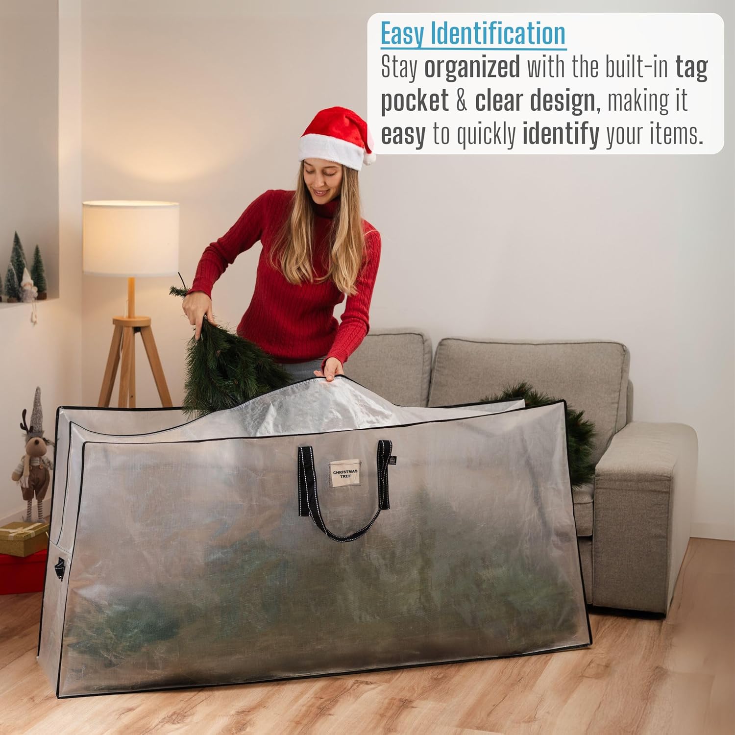 VENO Clear Christmas Tree Storage Bag | Heavy-Duty 9 Ft Capacity with Zipper & Durable Handles (2 Pack)