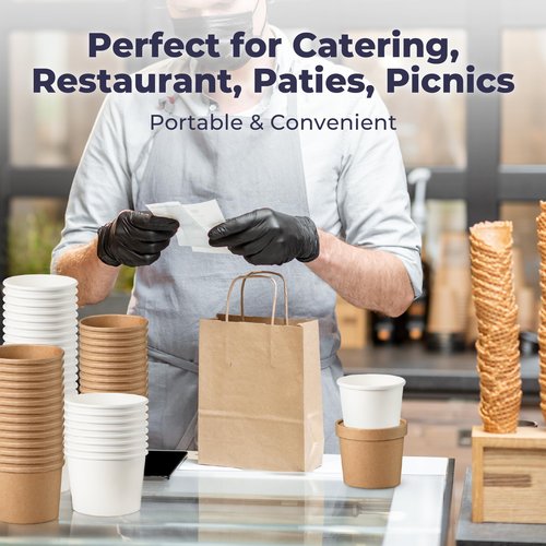 Fit Meal Prep 50 Pack 16 oz Kraft Paper Soup Containers with Vented Lid, Hot or Cold Paper Food Cups, Restaurant To Go Disposable Food Container, Ideal for Salad Stews Frozen Yogurt Ice Cream Dessert