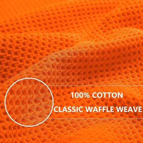 Homaxy 100% Cotton Waffle Weave Dish Cloths - Ultra Soft & Absorbent Quick-Drying Towels | 12x12 Inches, 6-Pack, Orange