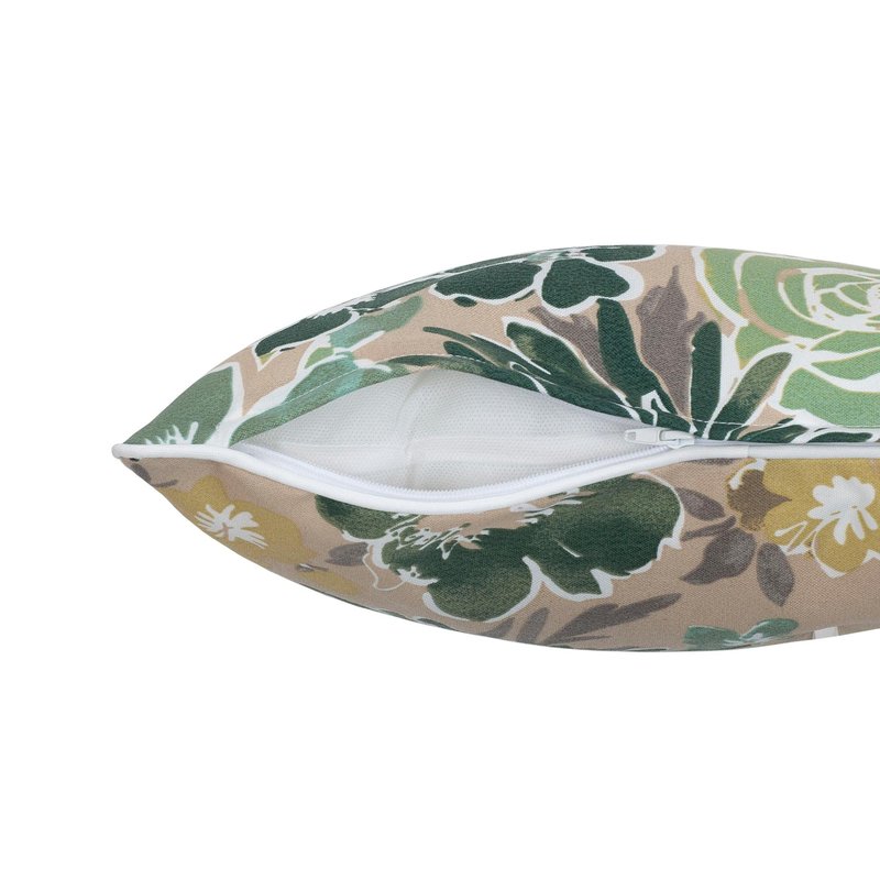 Magpie Fabrics Patio Lumbar Pillow Covers ONLY 20"x12", Set of 2, Outdoor Indoor Cushion Cases Decorative Throw Rectangular Pillowcase Shell for Couch Garden - Green Floral