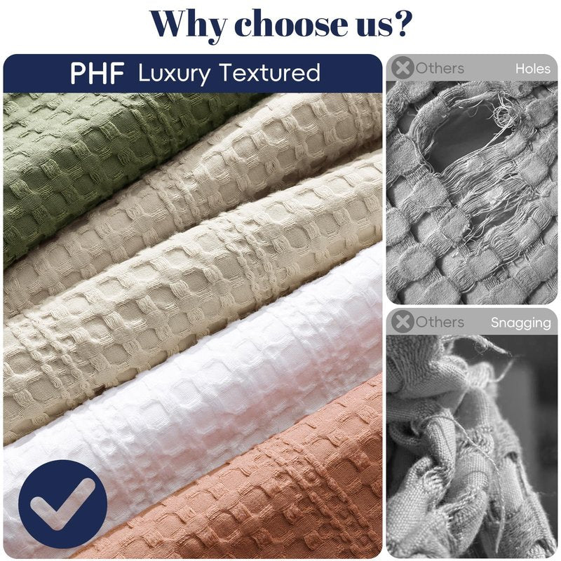 PHF Lightweight Waffle Weave Throw Blanket 50"x 60", Soft Woven Summer Blanket for Hot Sleepers - Aesthetic Home Decor for Couch Bed Sofa, Pet Friendly, Olive Green