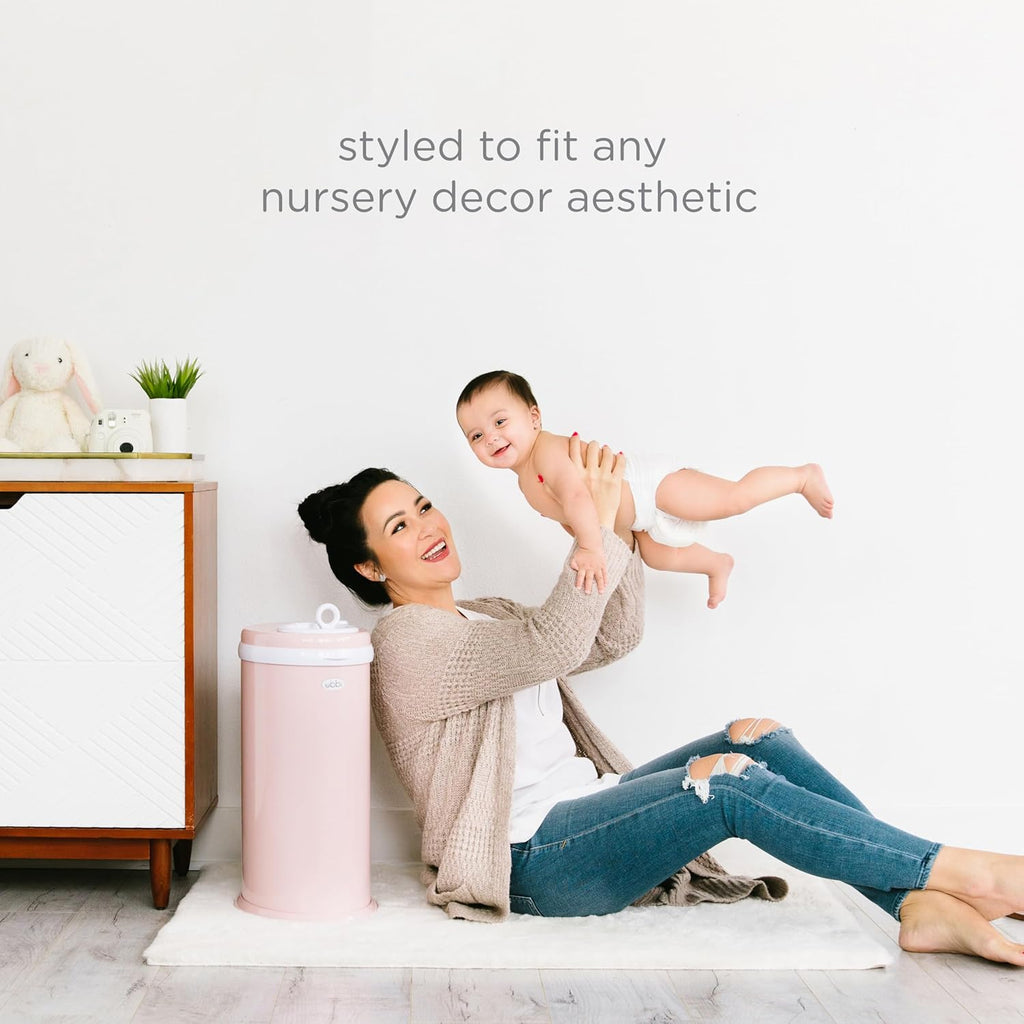 Ubbi Steel Diaper Pail - Odor Locking Design, No Special Bag Needed | Award-Winning, Blush Pink