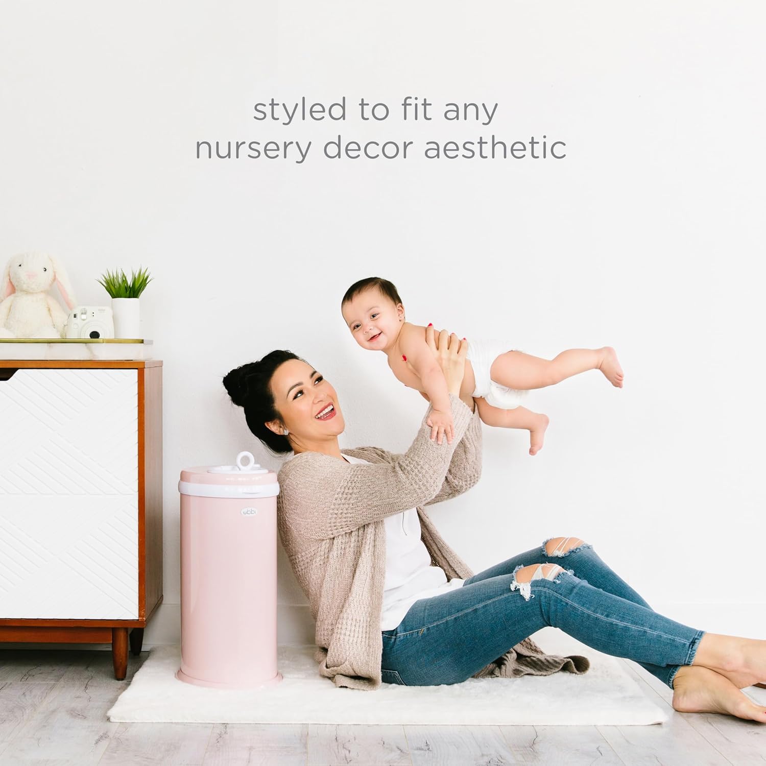 Ubbi Steel Diaper Pail - Odor Locking Design, No Special Bag Needed | Award-Winning, Blush Pink