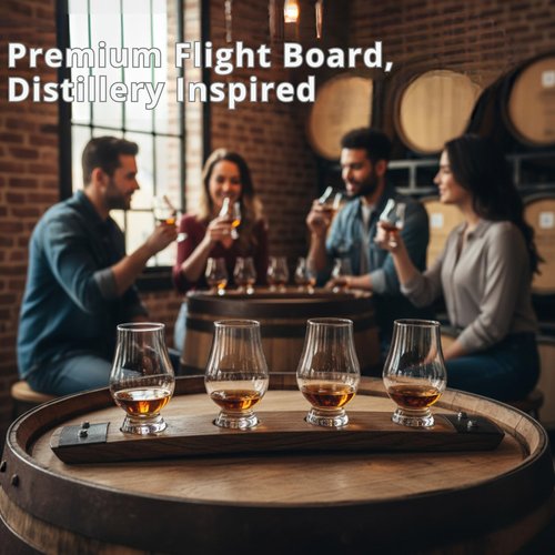 Barrel-Art Premium 4 Glass Whiskey Flight/Dark Walnut/No Glasses