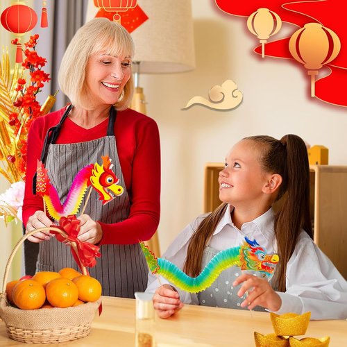 Chinese New Year Paper Dragon Decoration - 3D Hanging Garland Crafts & Handheld Toys for Kids