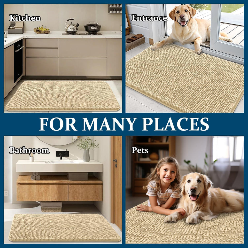 OLANLY Dog Door Mat - Absorbent Non-Slip Chenille for Muddy Paws | 70x35 Inches, Quick Dry, Washable